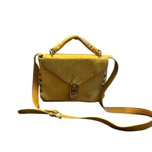 Lionel Suede 3 and 1 Bag; Handle, Shoulder, Crossbody Mustard
